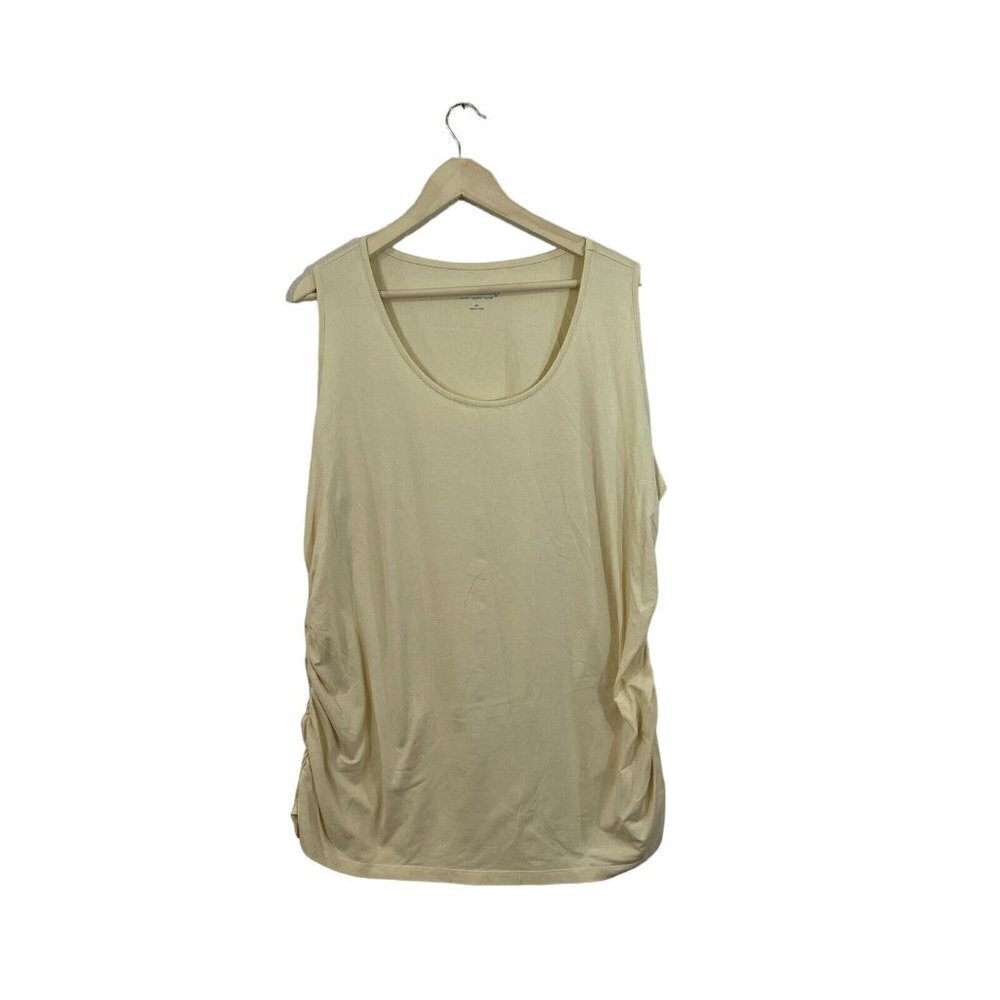 Soft Surroundings 3X Tank Top Ruched Sided Cotton Stretch Sleeveless Womens